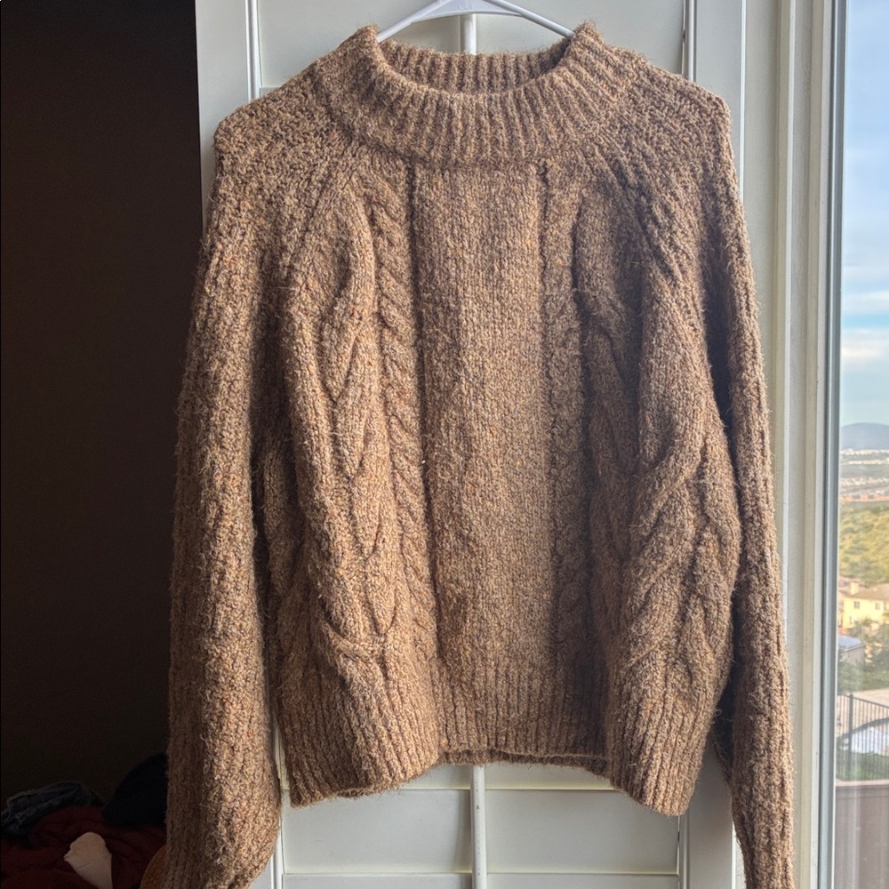 Universal Thread Brown Cable Knit Turtleneck Swea… - image 1